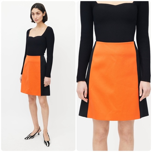 New! Dolce & Gabbana Paneled Colorblock Wool & Cashmere Mini Skirt 🧡